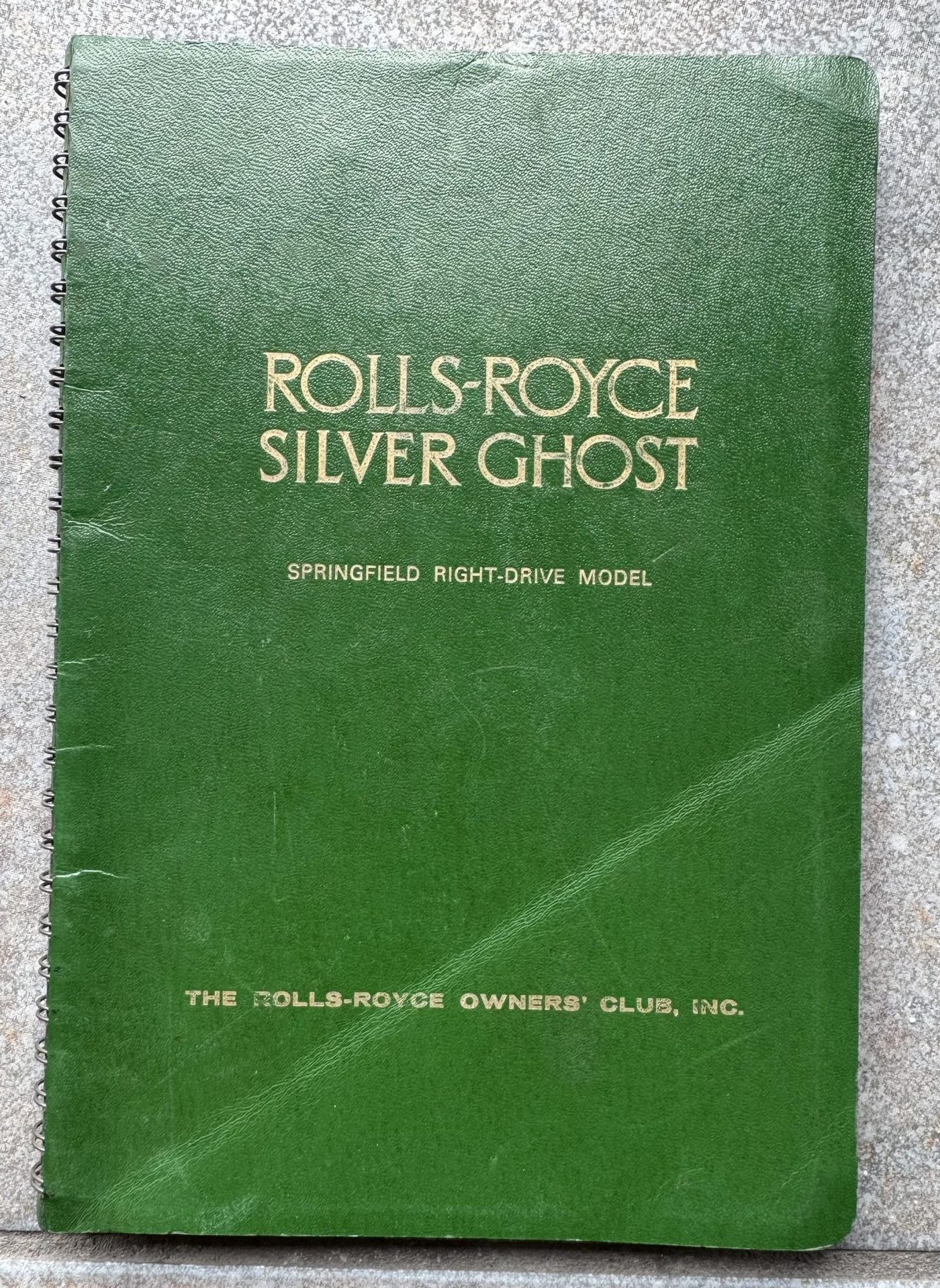 Rolls-Royce Silver Ghost Springfield owner's handbook